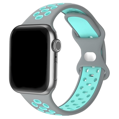 Apple Watch Sporty Strap Silicone Rubber Gray Turquoise