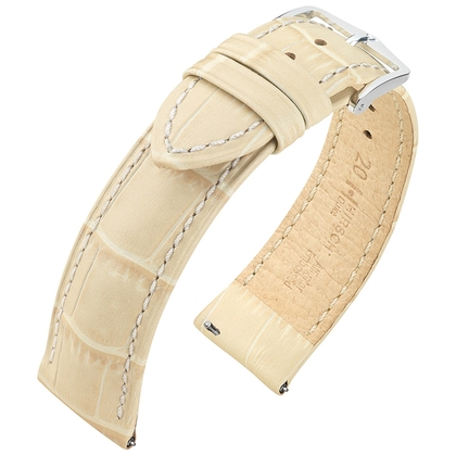 Hirsch Duke Watch Band Alligatorgrain Beige