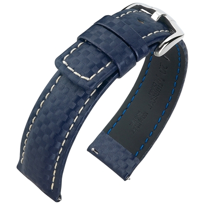 Hirsch Carbon Watch Band 100 m Water-Resistant Blue