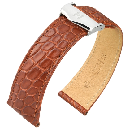 Watch Strap for Cartier Tank with Folding Clasp - Hirsch Savoir Alligator Flank Light Brown