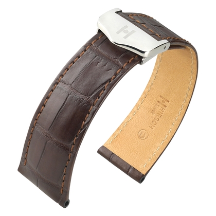 Watch Strap for Cartier Tank with Folding Clasp - Hirsch Savoir Louisiana Alligator Dark Brown