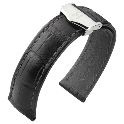 Watch Strap for TAG Heuer Folding Clasp - Hirsch Speed Louisiana Alligator Black