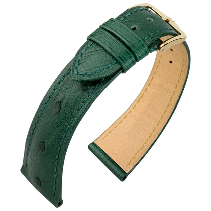 Hirsch London Strauss Watch Strap Ostrich Skin Green - 18mm