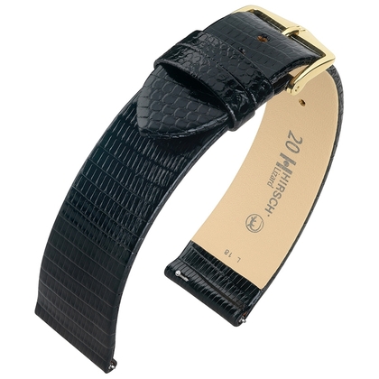 Hirsch Lizard Watch Strap Premium Lizardskin Black