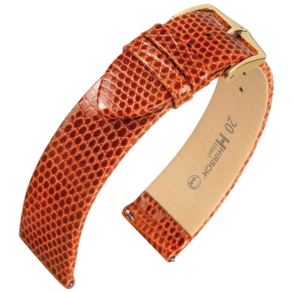 Hirsch Lizard Strap Band Premium Lizardskin Golden Brown