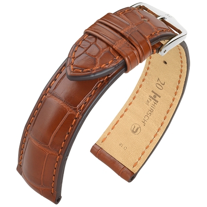 Hirsch Earl Louisiana Alligator Skin Watch Band Semi-Matte Golden Brown