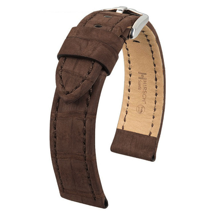Hirsch Sueda Assolutamente Suede Crocodile Skin Dark Brown