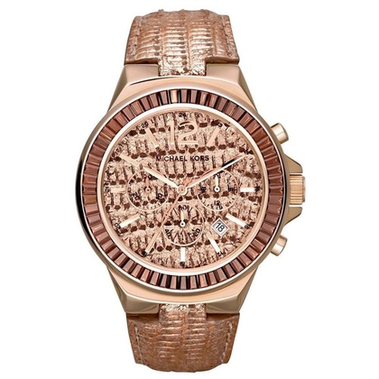 Michael Kors MK2305 Watch Strap Rose Gold Coloured Leather
