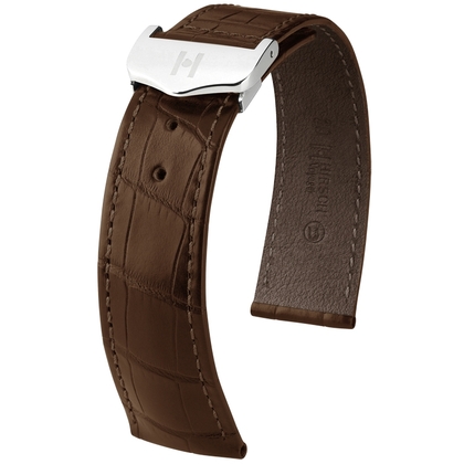 Hirsch Voyager Watch Strap for Omega Folding Clasp Louisiana Alligator Skin Dark Brown