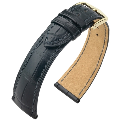 Hirsch Berlin Louisiana Alligator Watch Strap Matte Black