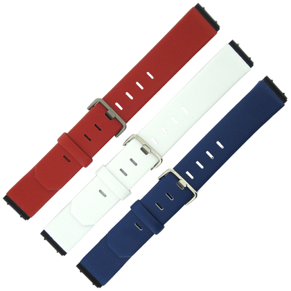 Jacob Jensen Watch Band red, white, blue leather 17mm
