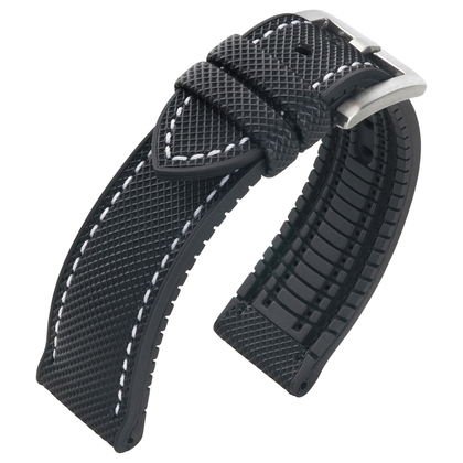 Sailcloth Structure Watch Strap FKM Rubber Black