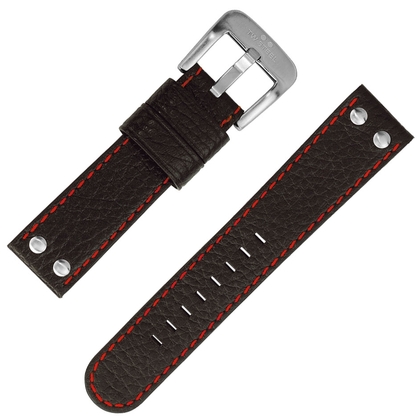 TW Steel Watch Band CE1015, CE1016 - Black, Red Stitching 22mm