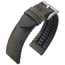 Green Vintage Leather on Black Rubber Watch Strap