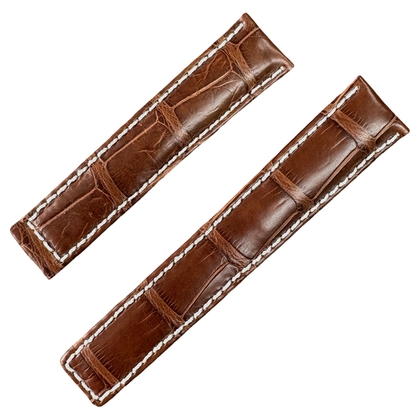 Barington Watch Strap for Breitling Folding Clasp Alligator Skin Brown 20/18