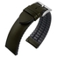 Dark Green Leather on Black Rubber Watch Strap
