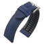 Blue Vintage Leather on Black Rubber Watch Strap
