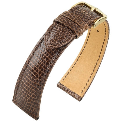 Hirsch Berlin Lizard Real Lizard Skin Watch Strap Brown