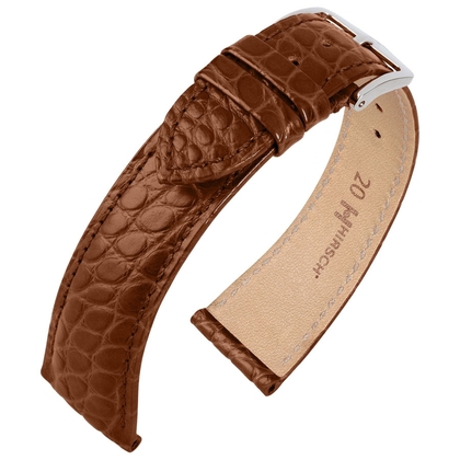 Hirsch Alligatore Watch Strap Premium Alligator Flank Brown