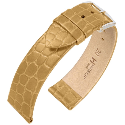 Hirsch Sobek Watch Band Crocograin Beige