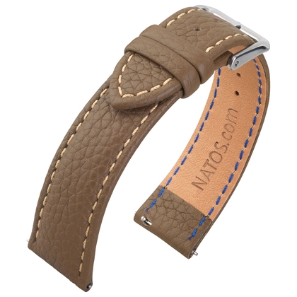 Lychee Pattern Leather Watch Strap Brown