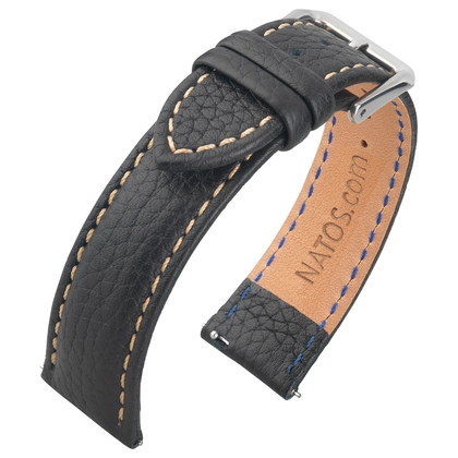 Lychee Pattern Leather Watch Strap Black