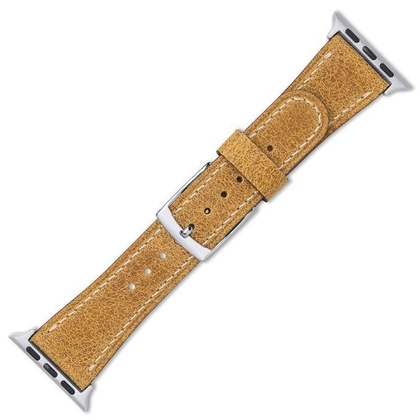 Watch Strap for Apple Watch Vintage Camel Leather White Stitching