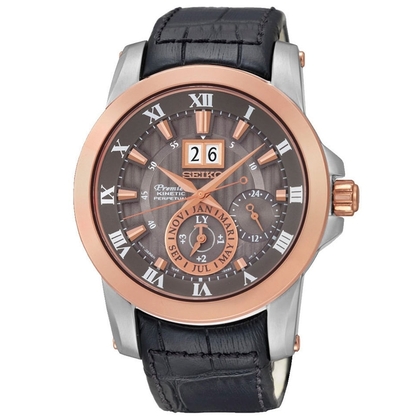 Seiko Premier Watch Strap SNP114P2 Black Leather