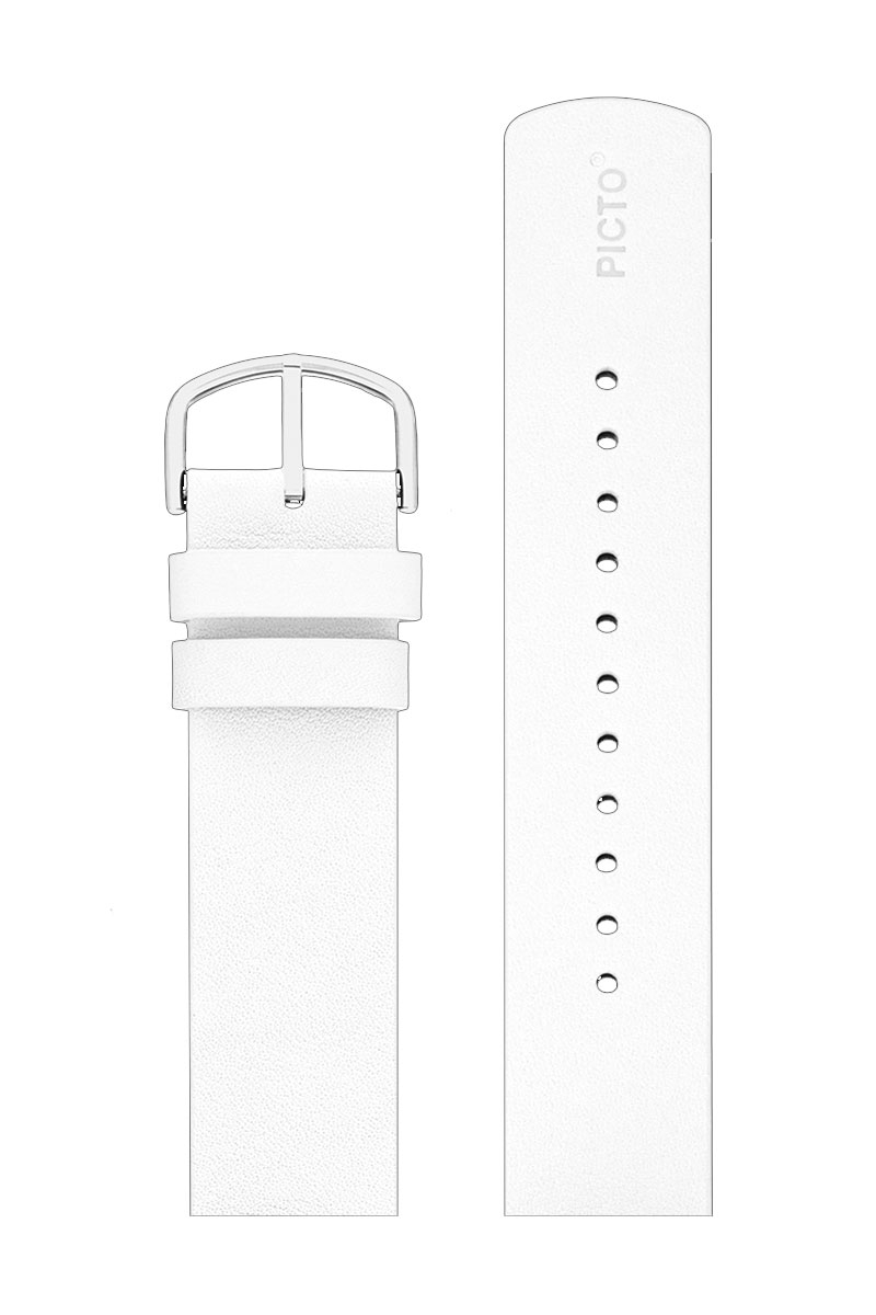 Picto Watch Strap White Leather 20mm