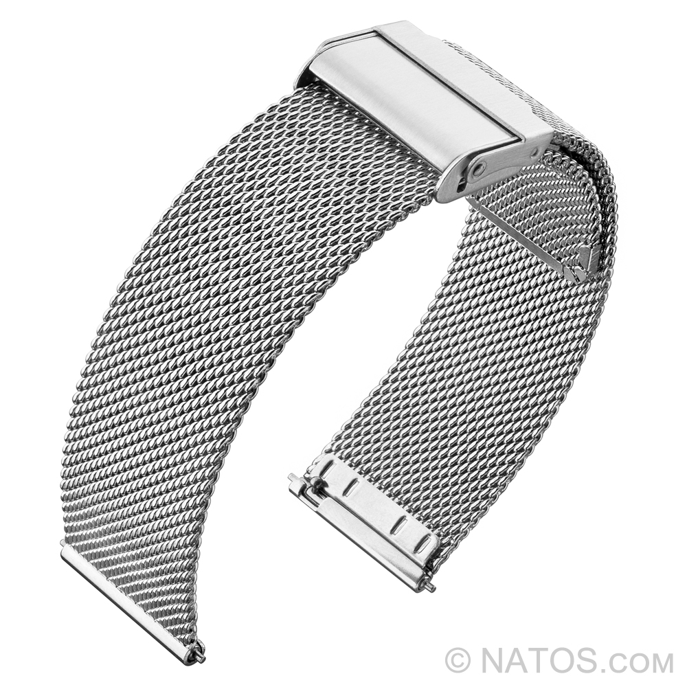 Mesh Milanese Watch Bracelet 0.6 Finely Woven Steel - Safety Clip