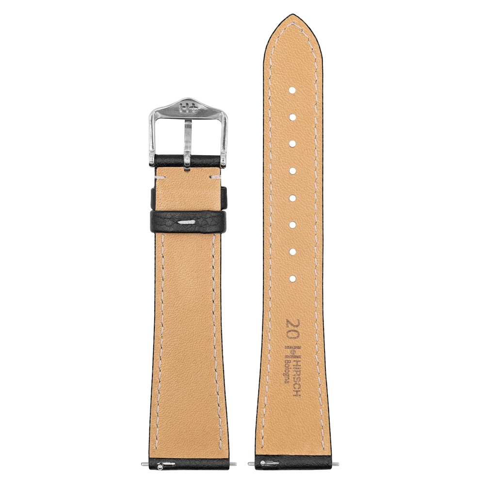 Hirsch Bologna Watch Strap Structured Epsom Calf Skin Black