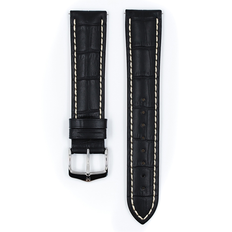 Hirsch Modena Calfskin Watchband Alligatorgrain Black