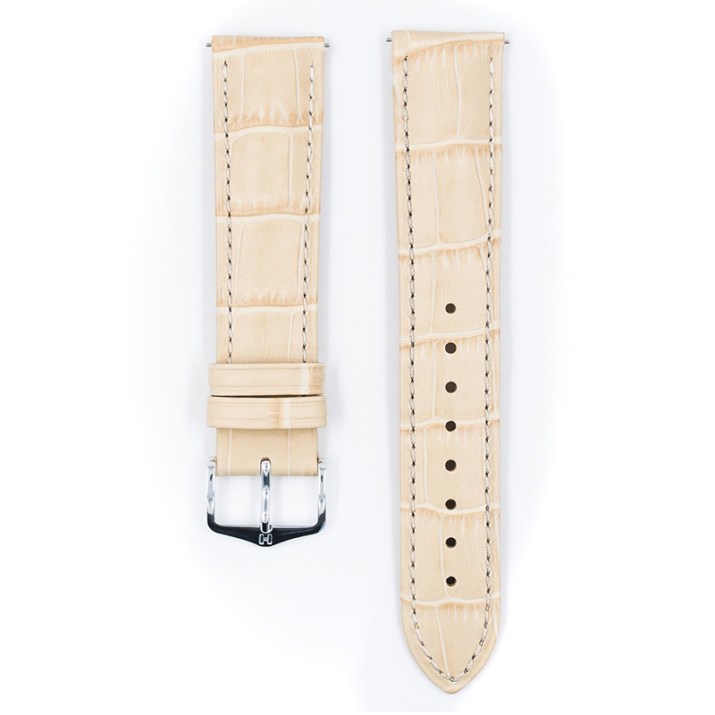 Hirsch Duke Watch Band Alligatorgrain Beige