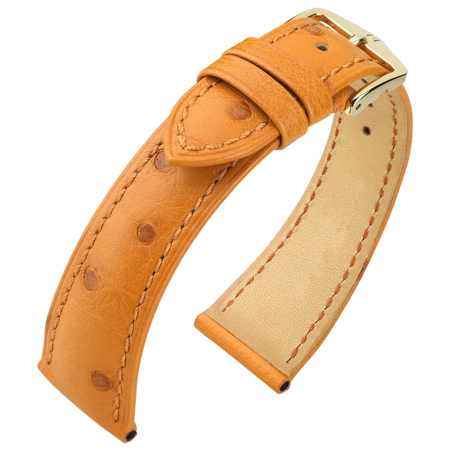 Hirsch London Strauss Watch Strap Ostrich Skin Light Brown - 14mm