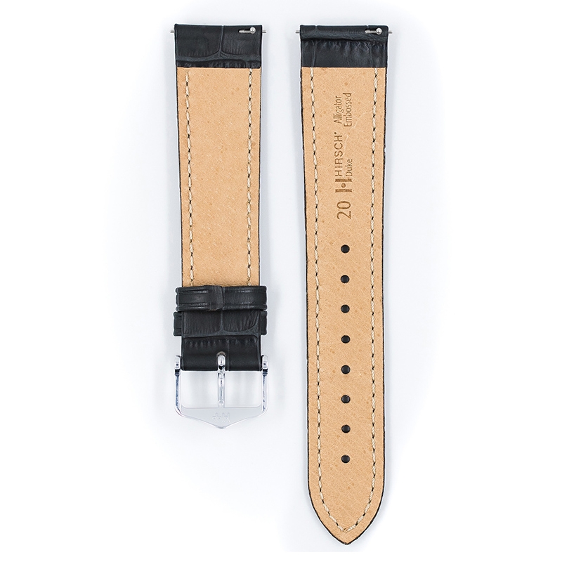 Hirsch Duke Watch Band Alligatorgrain Gray