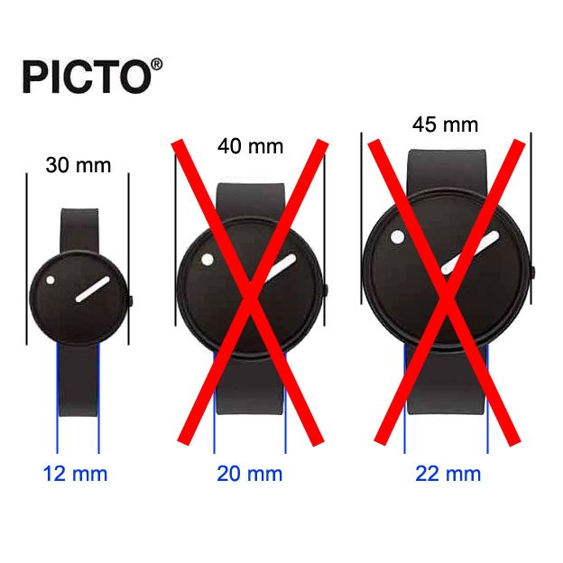 Picto Watch Strap Black Leather 12mm