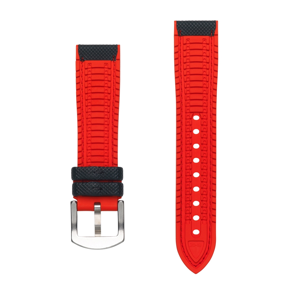 Sailcloth Structure Watch Strap FKM Rubber Black Red