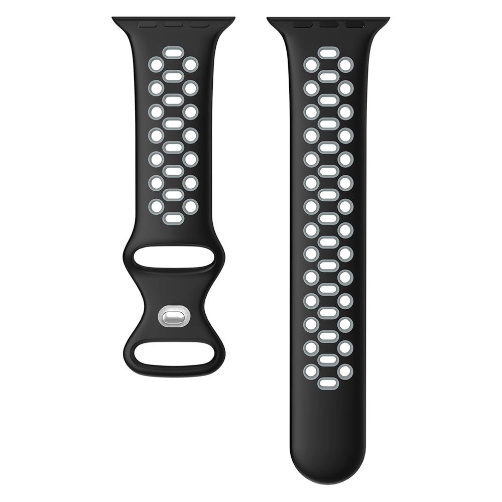 Apple Watch Sporty Strap Silicone Rubber Black Gray