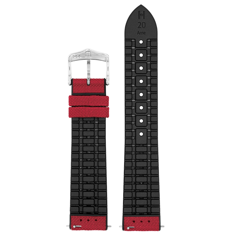 Hirsch Arne Performance Recycled Watch Strap Bordeaux Seaqual® PET / Black Rubber