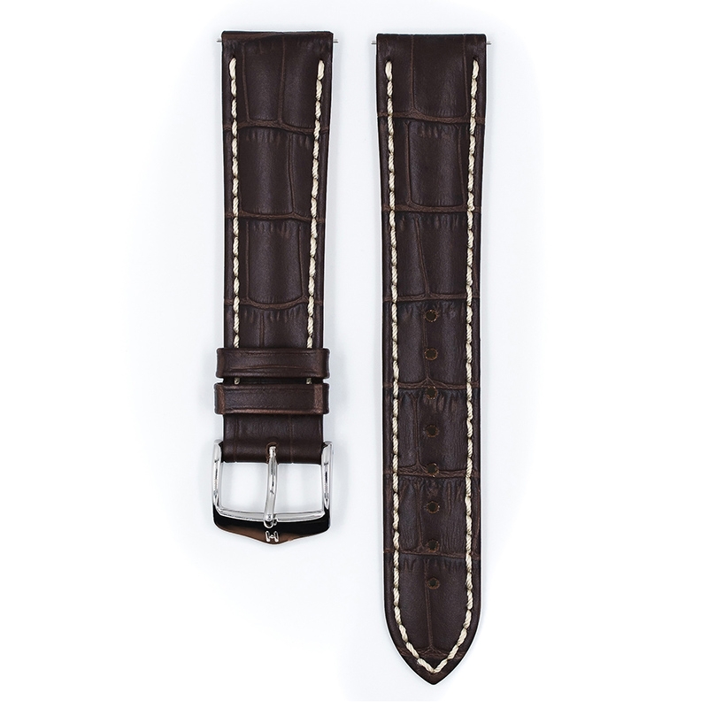 Hirsch Modena Calfskin Watchband Alligatorgrain Brown