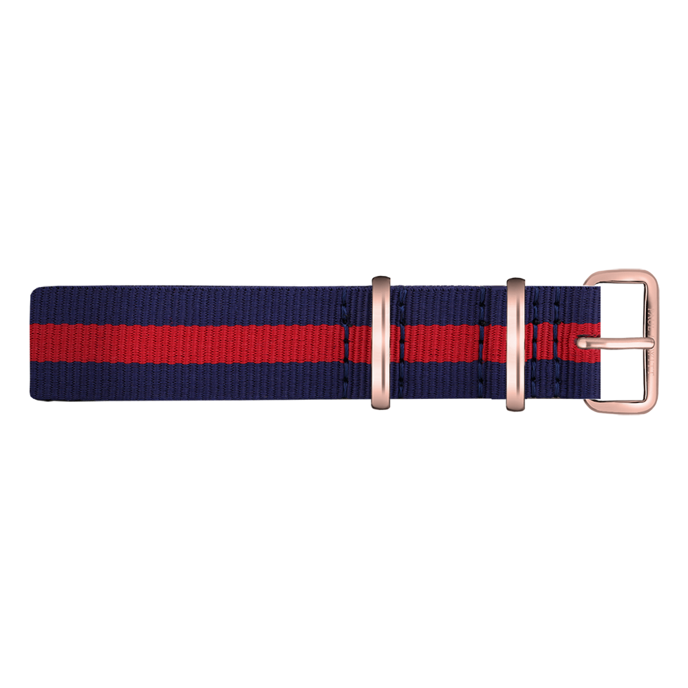 Paul Hewitt NATO Watch Strap Navyblue Red with Rosegold Buckle 20mm