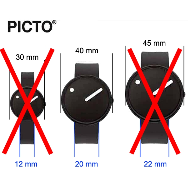Picto Watch Strap Black Rubber - 20mm