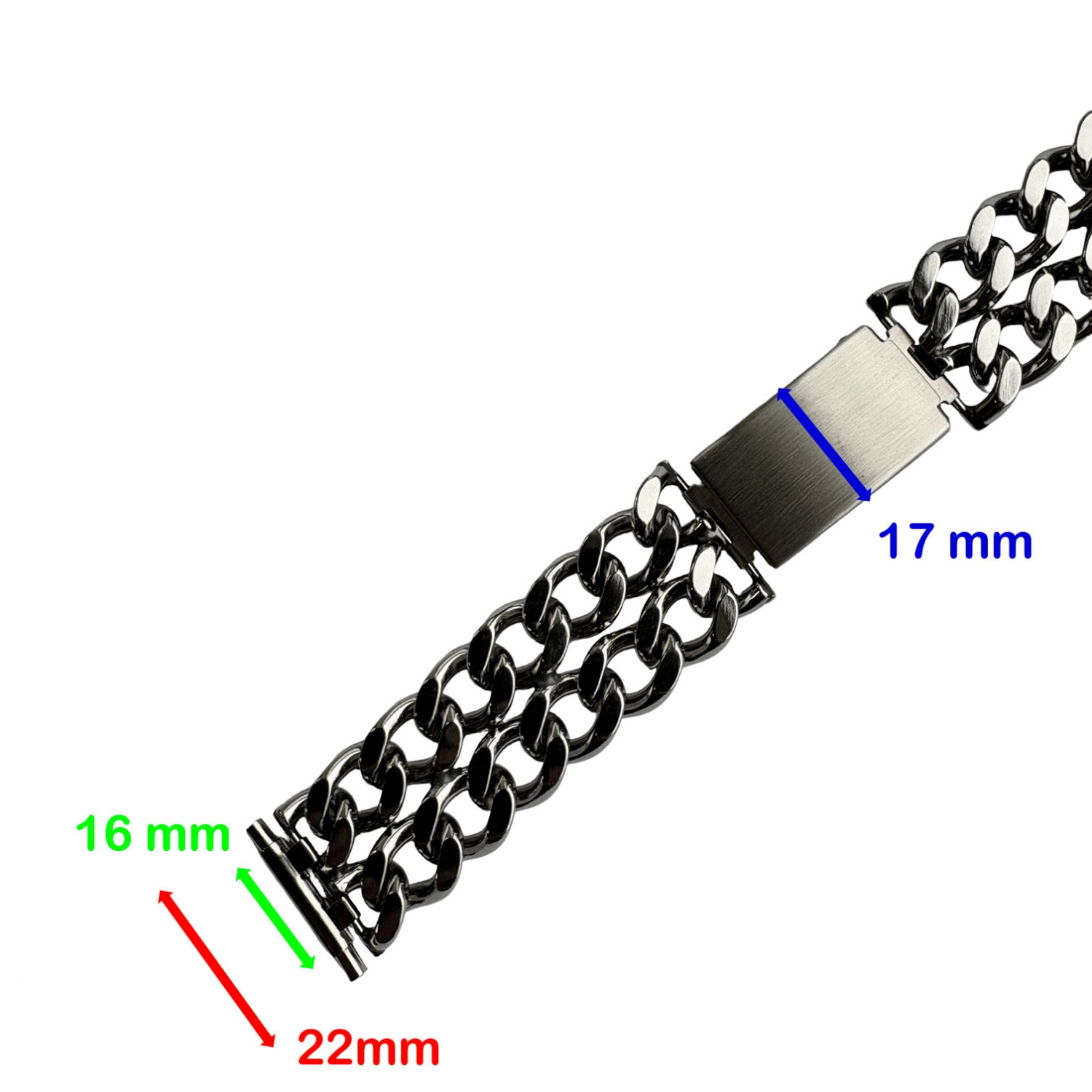 Expandro Double Chain Link Steel Bracelet 717/22 - 722/22 - Vintage New Old Stock 1970's