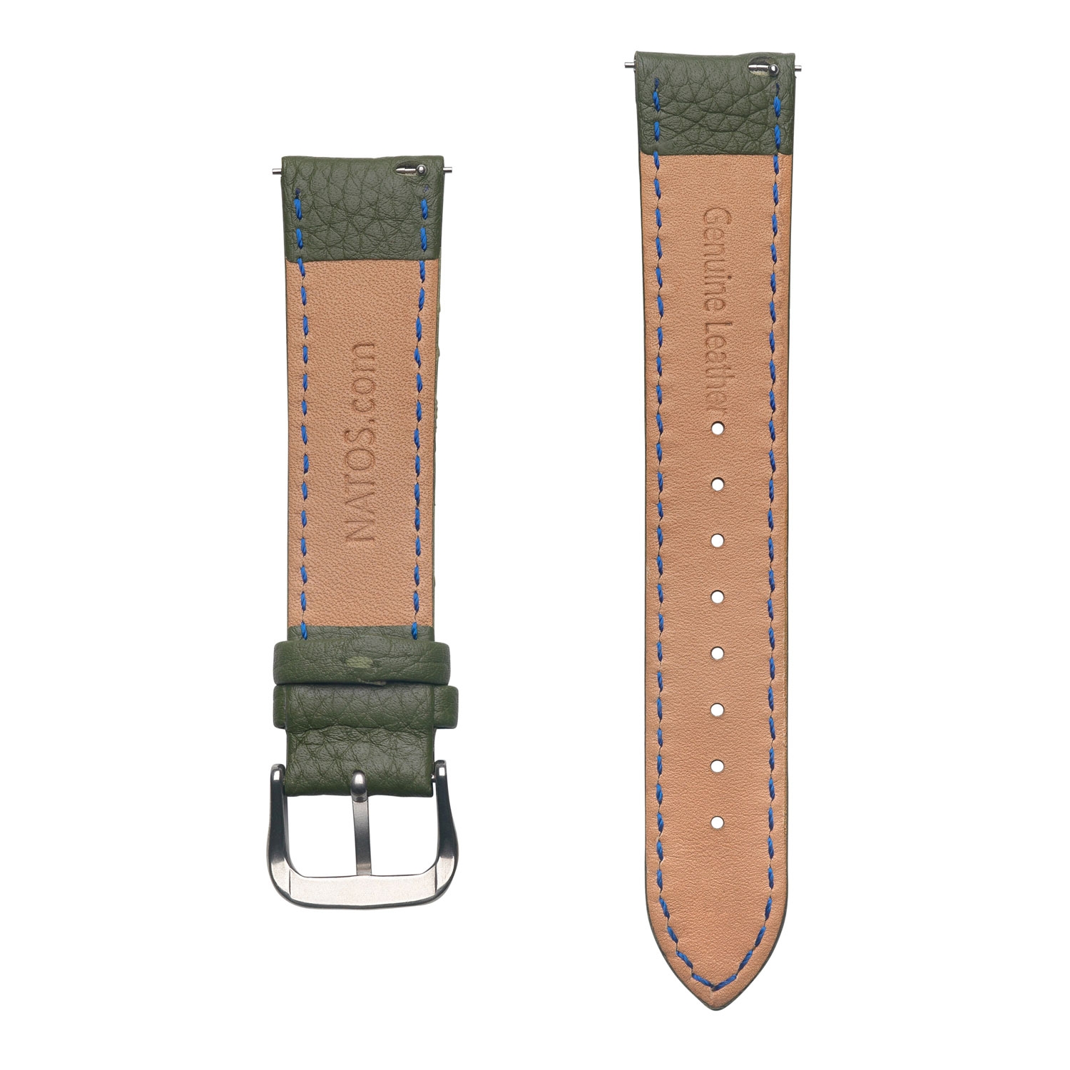 Epsom Lychee Pattern Leather Watch Strap Moss Green