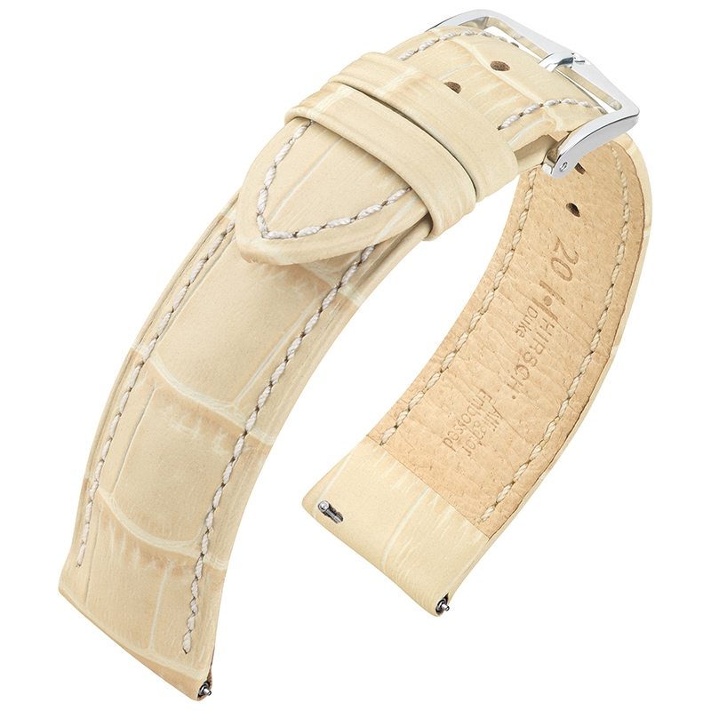 Hirsch Duke Watch Band Alligatorgrain Beige