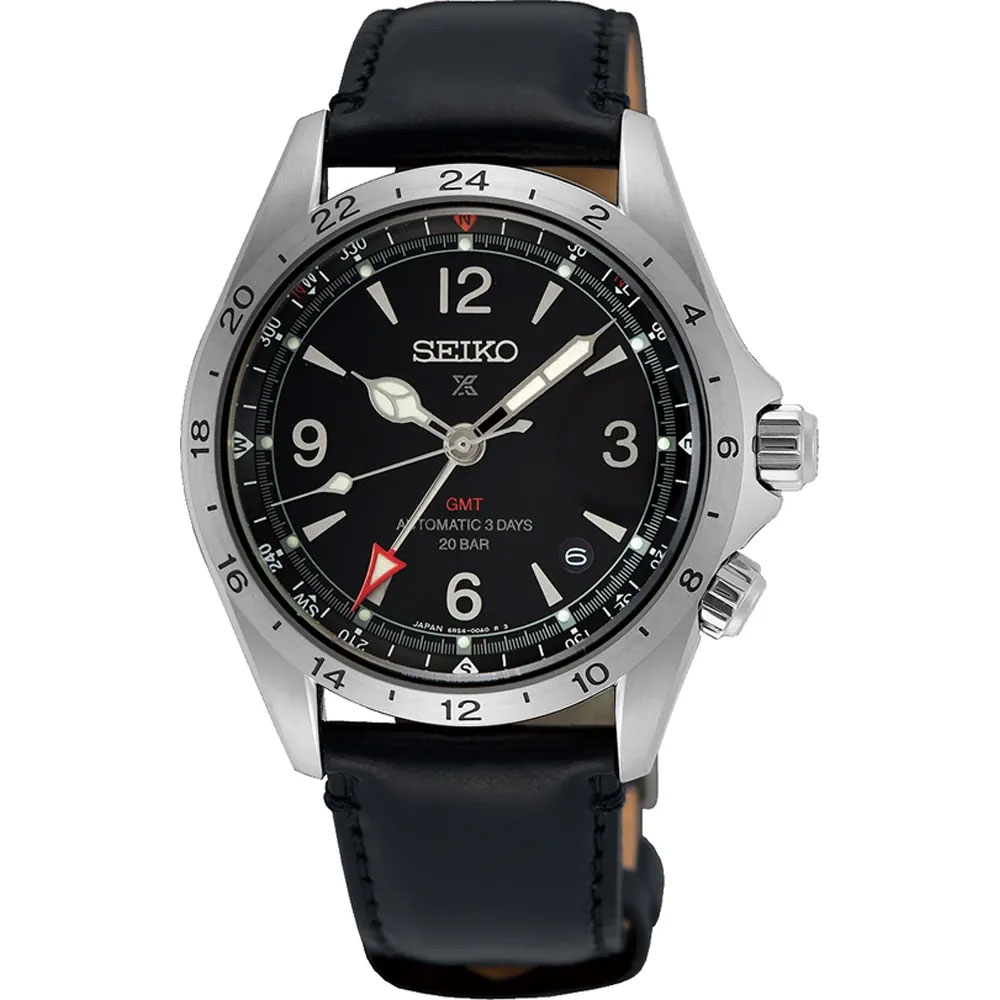 Seiko Prospex Alpinist GMT Watch Strap SPB379 Black Leather 20mm