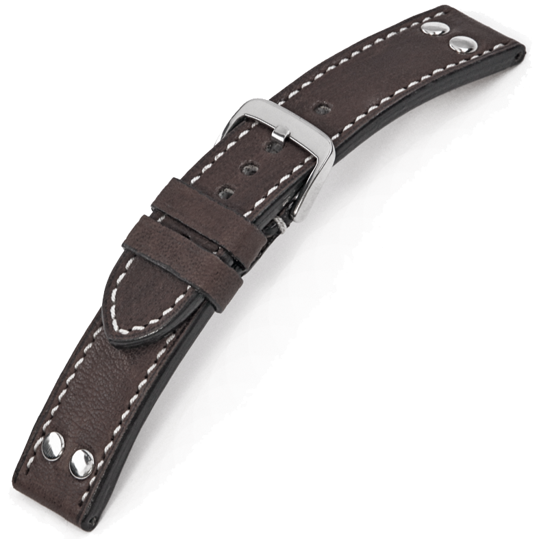 Happel Rockford Watch Strap Vintage Leather with Studs Brown