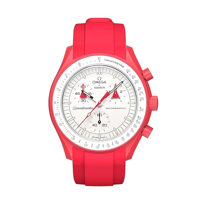 Rubber Watch Strap for MoonSwatch Dark Red