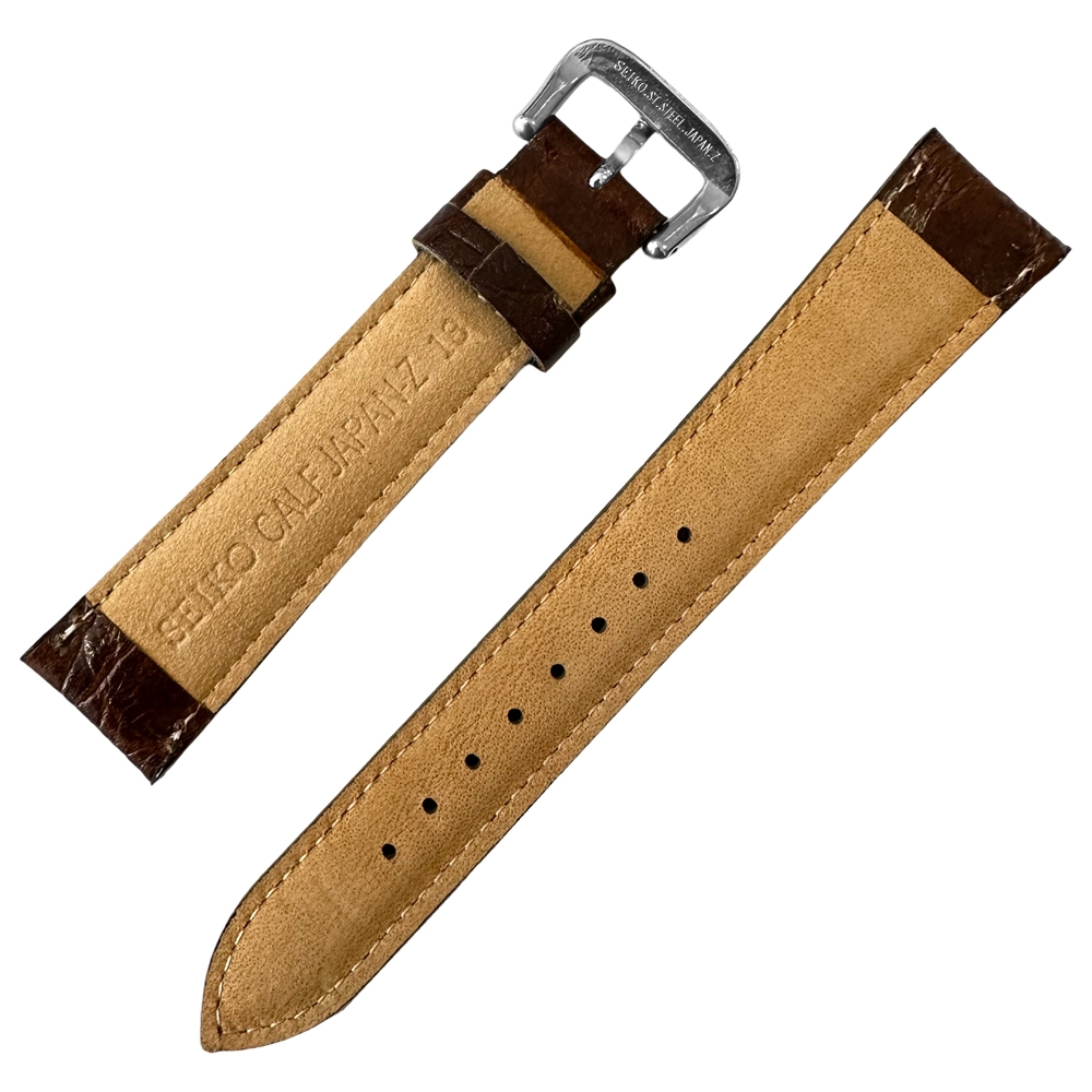 Seiko Watch Strap Croco Grain Calf Skin Brown - 18mm