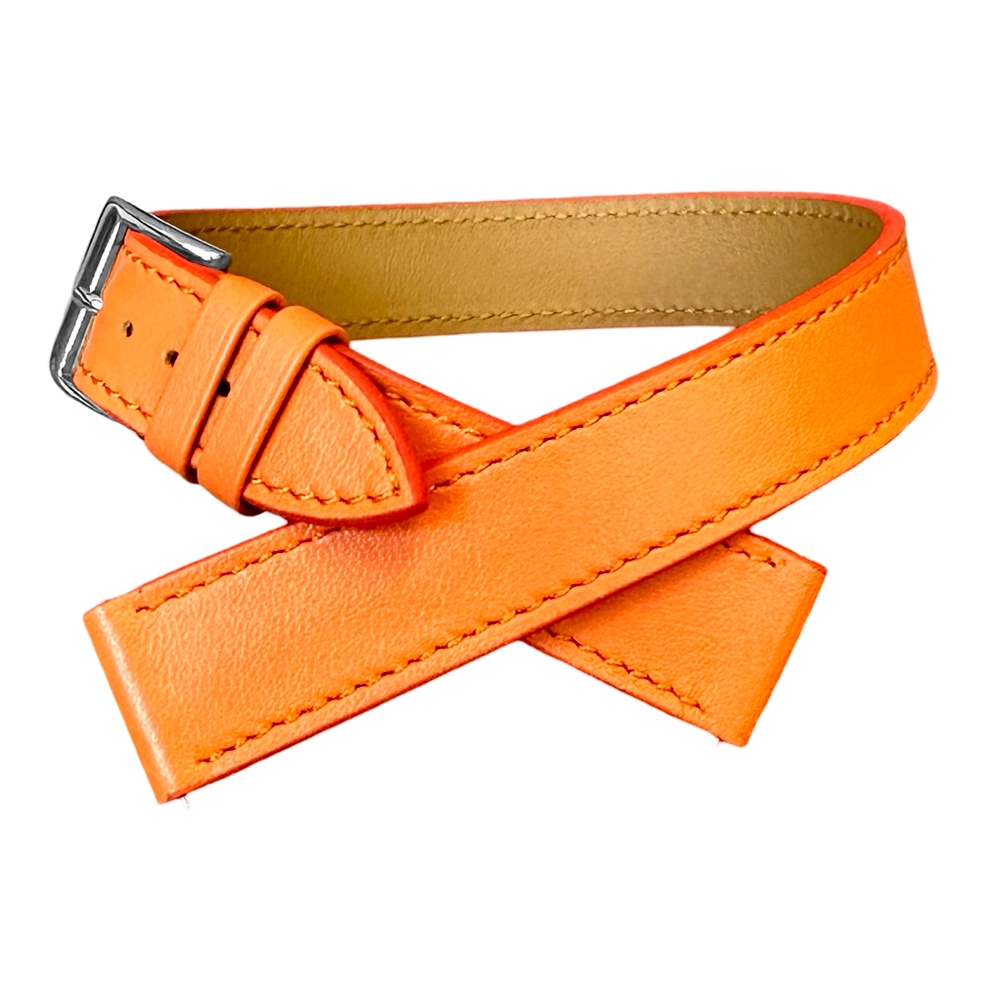 LIC Double Tour Hermes Type Watch Strap Nappa Calf Skin Orange